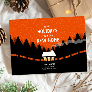 Red Happy Holidays from our New Home Card