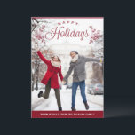 Red Happy Holidays Mix Typography Wedding Photo  Holiday Card<br><div class="desc">Send your holiday wishes to friends and family with this customisable Christmas card. This photo Christmas card features mix typography. Personalise by adding your details. This custom Christmas card is available in other colours and cardstock. Matching items are available.</div>