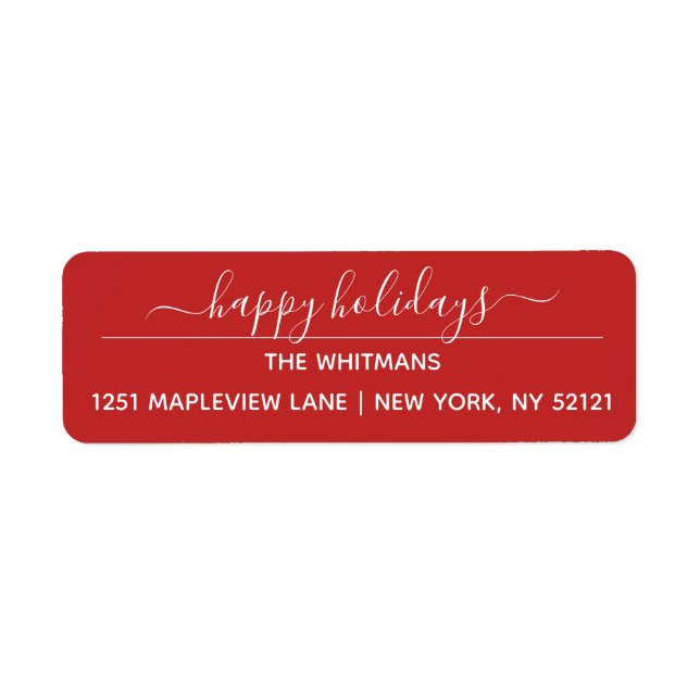 Red Happy Holidays Return Address (Front)