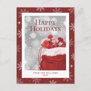 Red Happy Holidays Snowflake Holiday Postcard