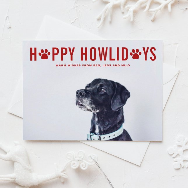 Red Happy Howlidays Modern Typography Pet Holiday (Creator Uploaded)