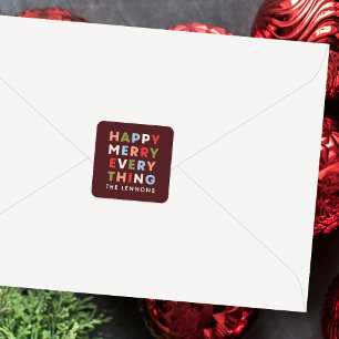 Red Happy Merry Everything Christmas Sticker
