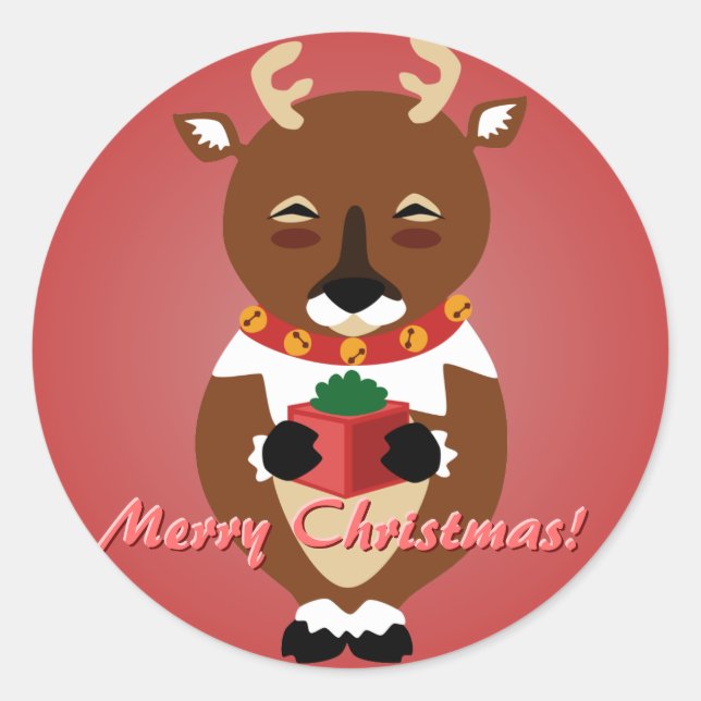 Red Happy Reindeer Stickers (Front)