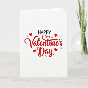 Red Happy Script Valentines Day Card