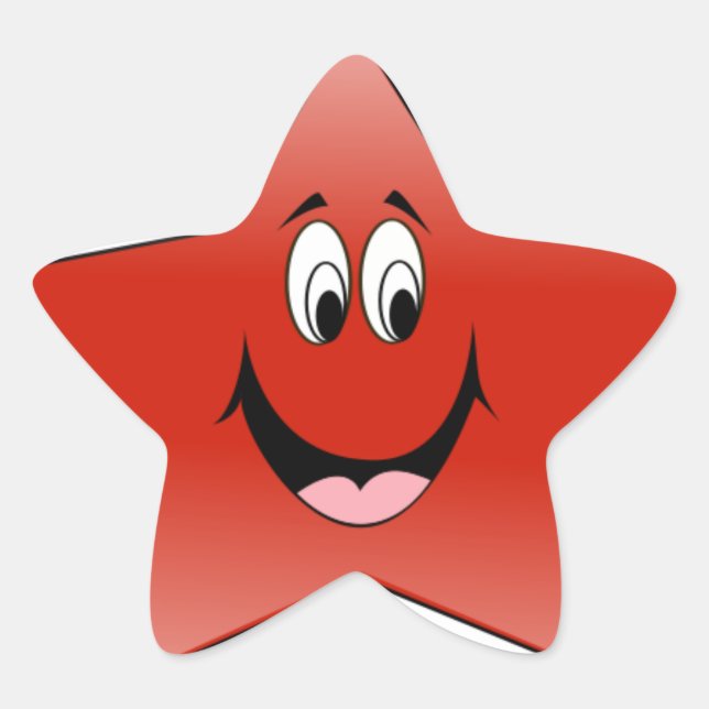 Red Happy Star Sticker (Front)