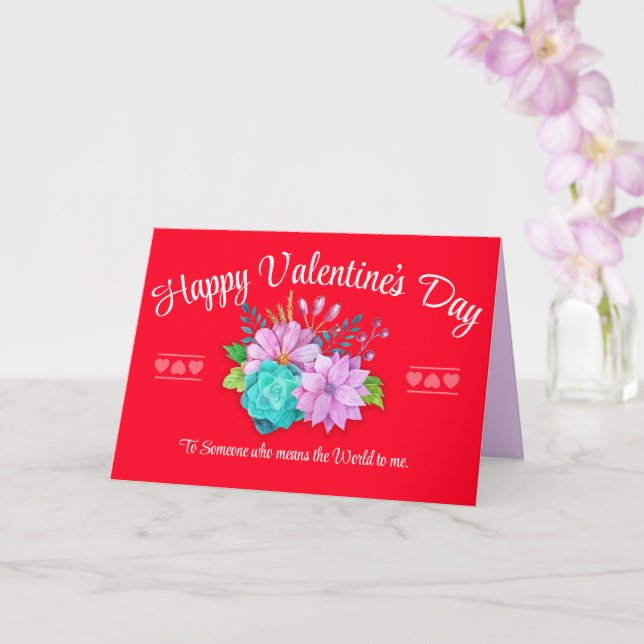 RED Happy Valentines Day Card (Orchid)