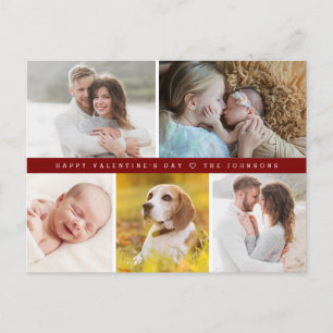Red Happy valentine's day Custom family Photos Holiday Postcard