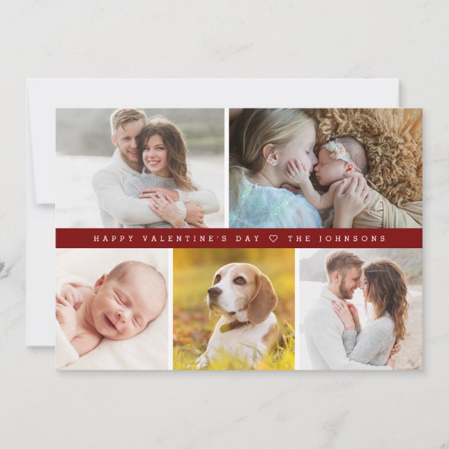 Red Happy valentine's day Custom family Photos Invitation (Front)