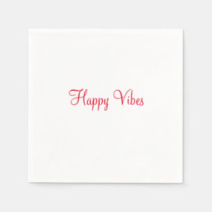 Red happy vibes holiday simple minimal calligraphy napkin