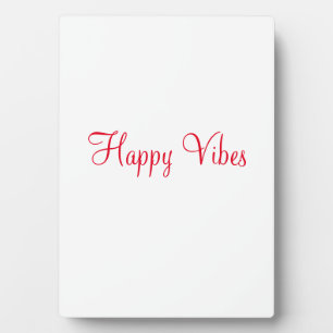 Red happy vibes holiday simple minimal calligraphy plaque