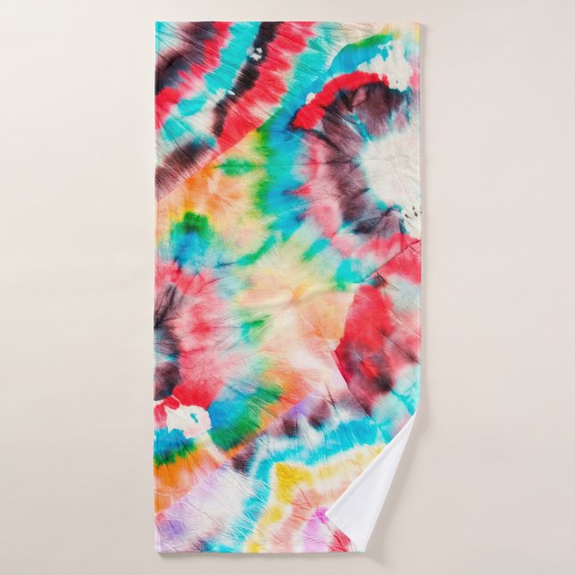 Red Hard Grunge. Shibori Pattern. Golden Brush Gra Bath Towel (Bath Towel)