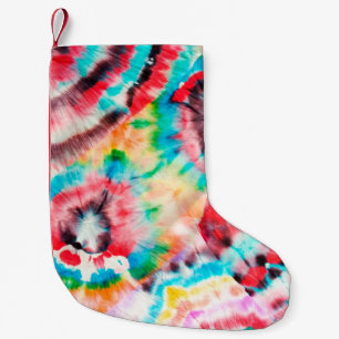 Red Hard Grunge. Shibori Pattern. Golden Brush Gra Small Christmas Stocking