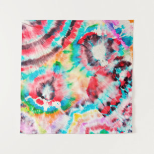 Red Hard Grunge. Shibori Pattern. Golden Brush Gra Tapestry