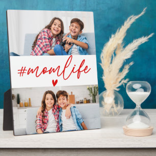 Red Hashtag Momlife 2 Photos Custom Plaque