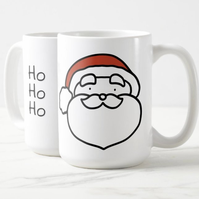 Red Hat Christmas Santa Drawing with and HoHoHo Coffee Mug (Cheer in the Christmas season with this simple line drawing Santa with red hat and HoHo Ho mug!)