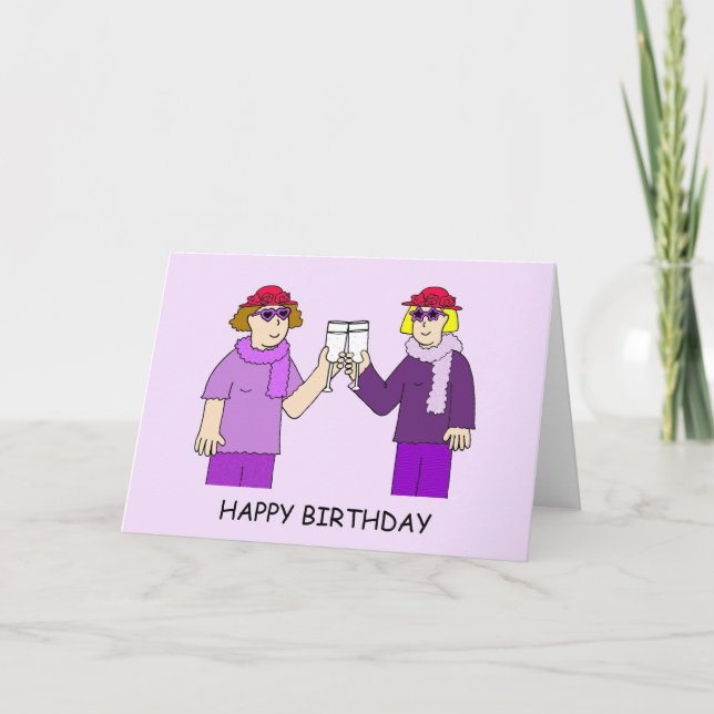 Red Hat Lady Funky Birthday Card (Front)