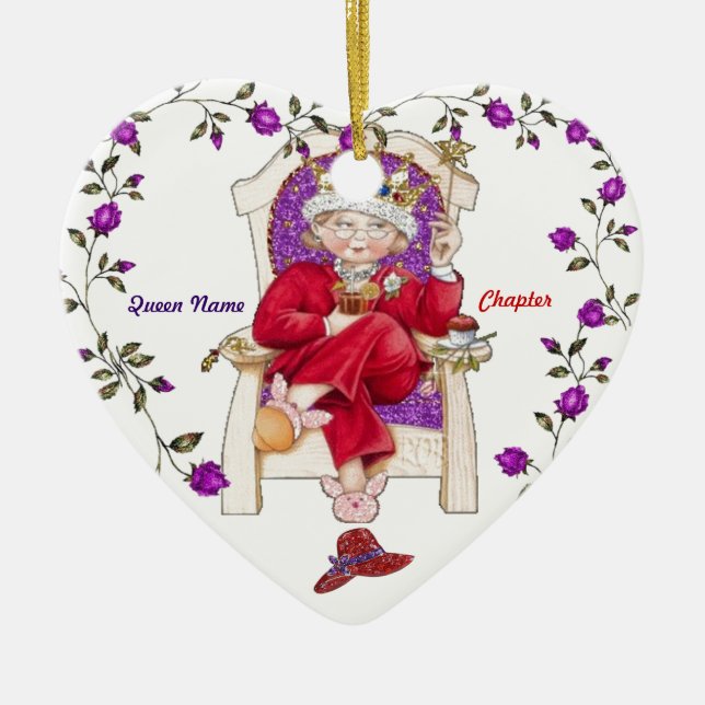 red hat queen ceramic tree decoration (Front)