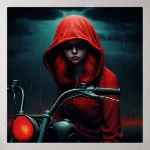 Red Hat Rockeuse poster in flames