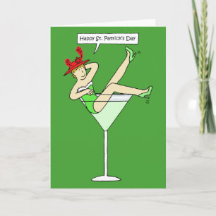 Red Hat St. Patrick's Day fun lady. Card