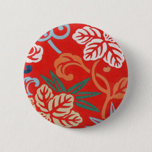 Red Hawaiian Japanese Kimono: Vintage Floral 6 Cm Round Badge