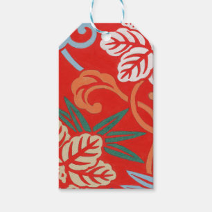 Red Hawaiian Japanese Kimono: Vintage Floral Gift Tags