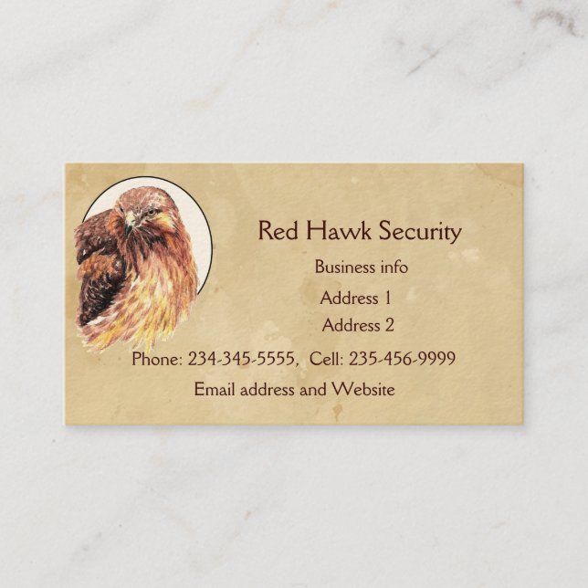 Red Hawk Custom Business Bird of Prey  Business Card (Front)