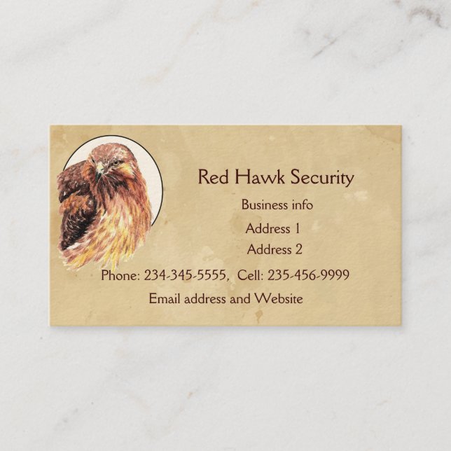 Red Hawk Custom Business Bird of Prey  Card (Front)