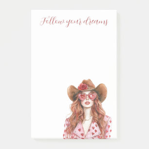 Red Head Lady Mint Dress Post-it Notes