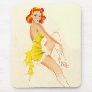 Red Head Pinup Mouse Pad