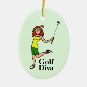 Red Head Woman Golfer Ornament