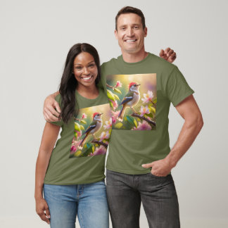 Red Headed Buff Chested Warbler Fantasy Bird T-Shirt
