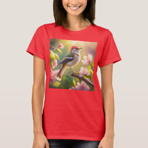 Red Headed Buff Chested Warbler Fantasy Bird T-Shirt