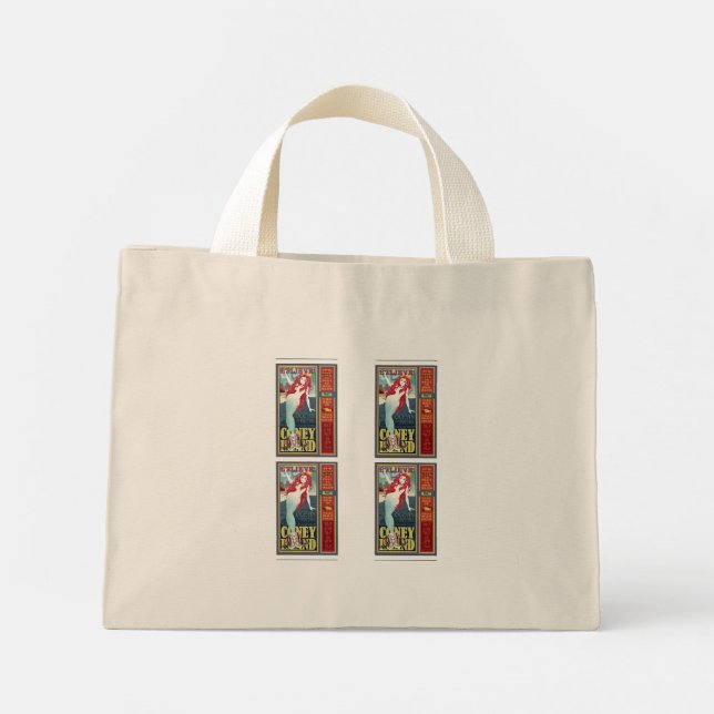 Red-headed coney island mermaids mini tote bag (Back)