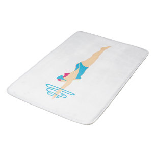 Red Headed Diving Beauty Bath Mat