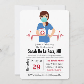 Red Headed Girl Medical School Graduation Invite