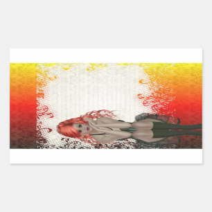 Red headed goth girl rectangular sticker