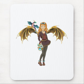 Red-Headed Steampunk Dragon Girl  Mouse Pad