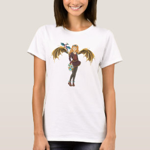 Red-Headed Steampunk Dragon Girl T-Shirt