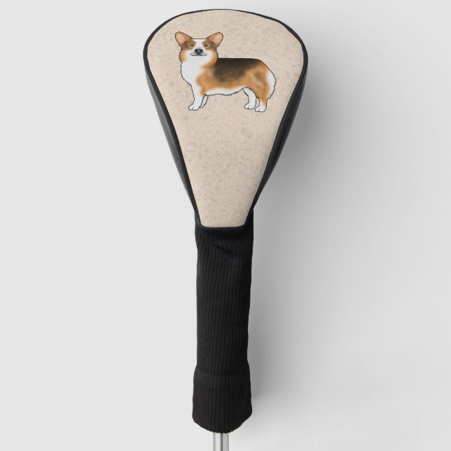 Red Headed Tri Pembroke Welsh Corgi Cartoon Dog Golf Head Cover (Front)