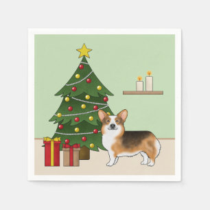 Red Headed Tri Pembroke Welsh Corgi Christmas Tree Napkin