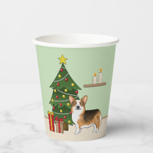 Red Headed Tri Pembroke Welsh Corgi Christmas Tree Paper Cups