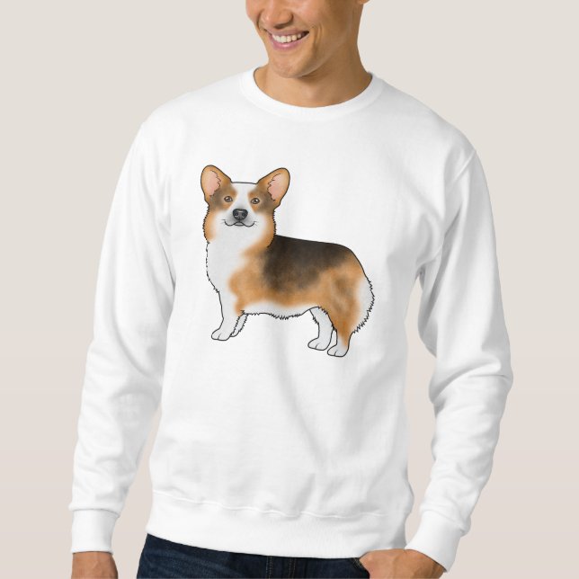 Red Headed Tri Pembroke Welsh Corgi Dog Drawing Sweatshirt (Front)