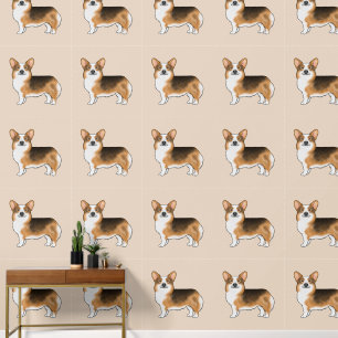 Red Headed Tri Pembroke Welsh Corgi Dog Pattern Wallpaper