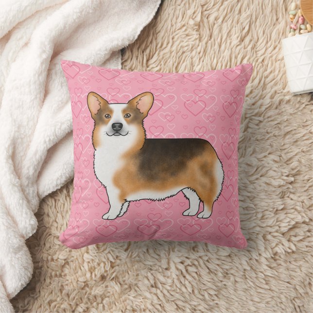 Red Headed Tri Pembroke Welsh Corgi Love Pink Cushion (Blanket)