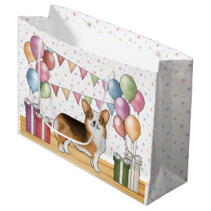 Red Headed Tricolor Pembroke Corgi Pastel Birthday Large Gift Bag