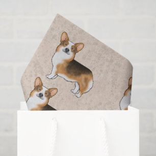 Red Headed Tricolor Pembroke Welsh Corgi Pattern Tissue Paper
