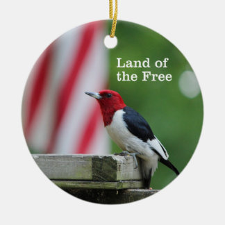 Red-headed Woodpecker Ceramic Tree Decoration