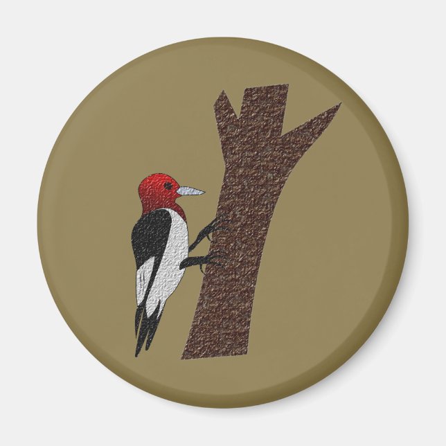 Red Headed Woodpecker Magnet (Front)