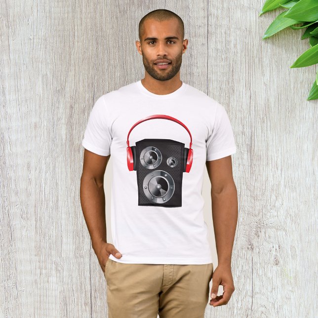 Red Headphones On A Speaker Mens T-Shirt (Creator Uploaded)