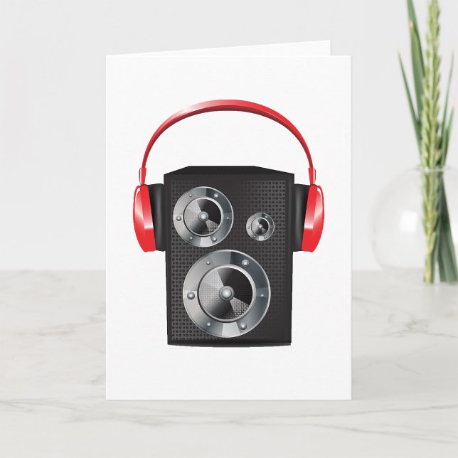 Red Headphones Speaker Graphic Music Audio Card (Creator Uploaded)